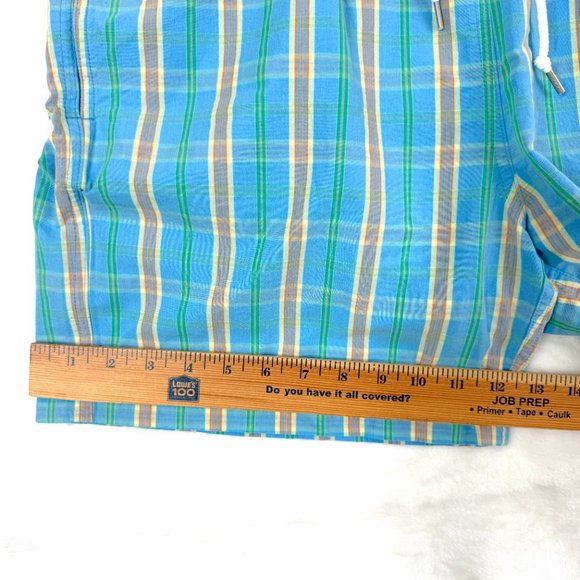 Brooks Brothers Board Shorts Mens M Blue Green Plaid Drawstring - Picture 11 of 11